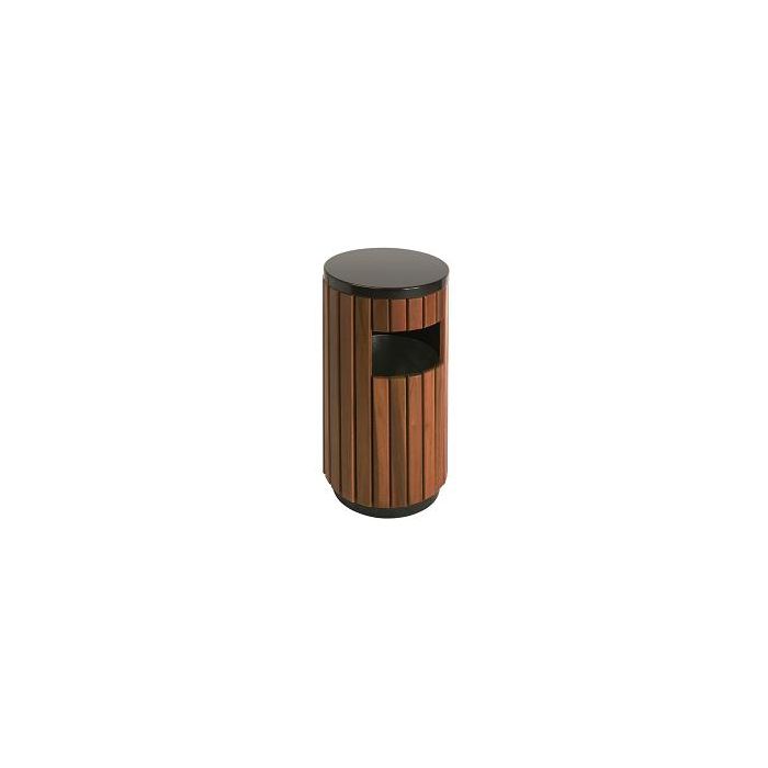 Ronde afvalbak hout look 33 liter