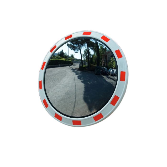 Acryl verkeersspiegel, rand rood/wit geblokt, diameter Ø 80 cm