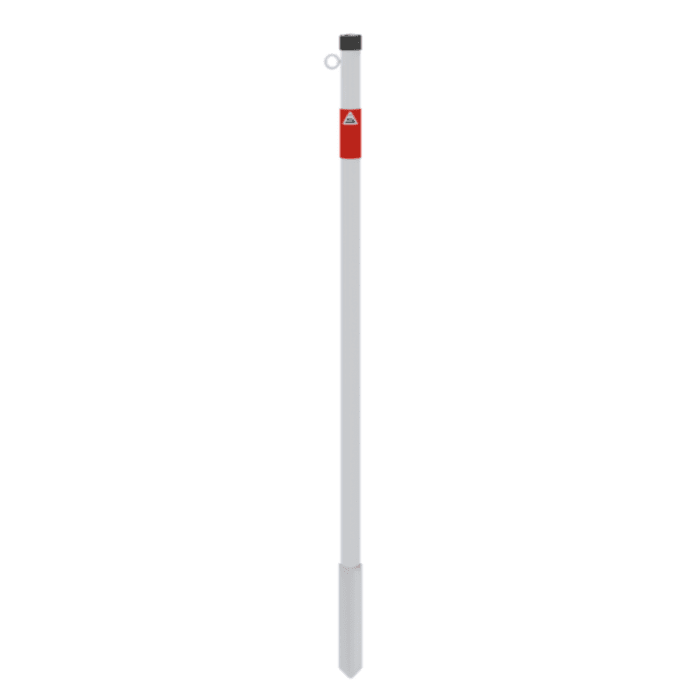 Afzetpaal 42 mm 900 mm voor in de grond– Verzinkt of wit/rood gecoat-Rood/wit gecoat - 1 oogje