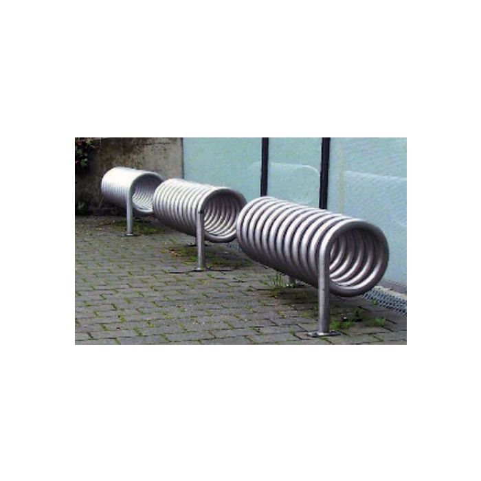 Fietsenrek verzinkt in spiraalvorm, 2 staanders met voetplaat