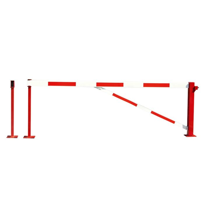 Handbediende enkele draaiboom, overspanning 225 cm, rood/wit