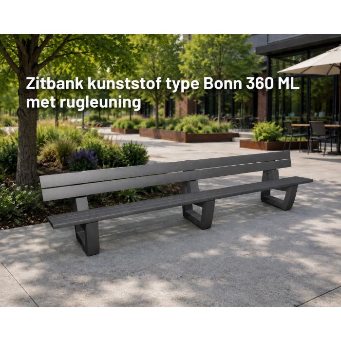 Kunststof zitbank type Bonn 360 ML met rugleuning