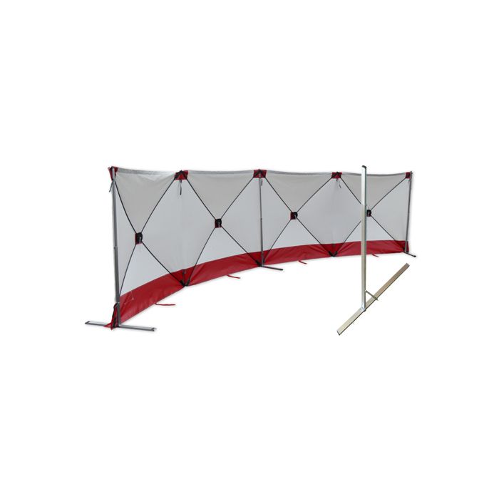 Ongevallenscherm 7,20 x 1,80 meter, kleur wit/rood