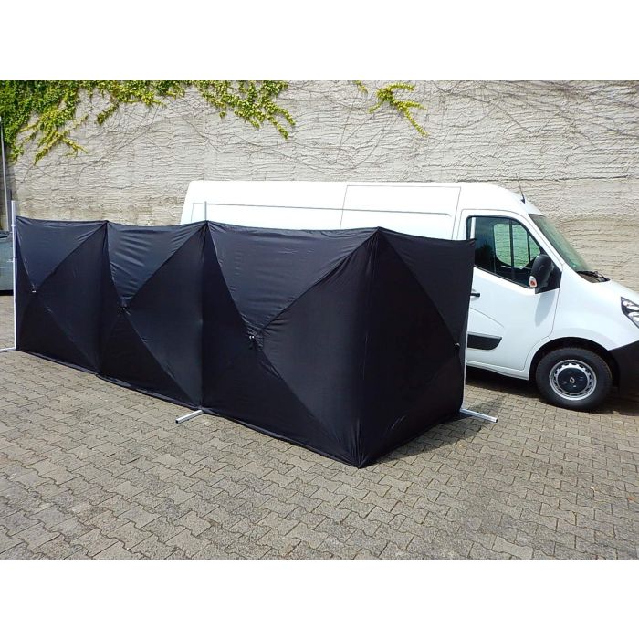 Ongevallenscherm, kleur zwart, afmeting uitgeklapt 7,20 x 1,80 meter