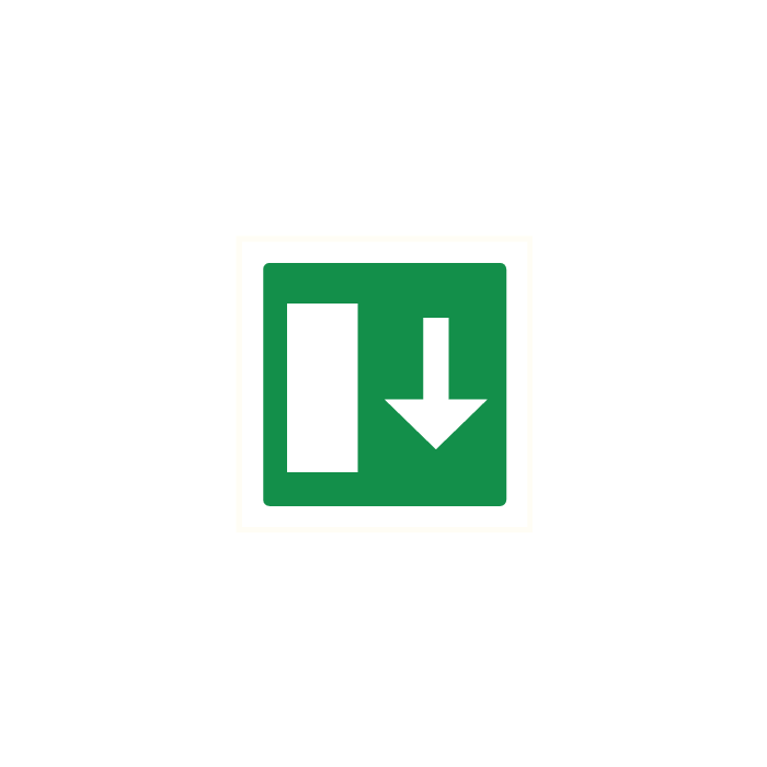 Pictogram Nooduitgang rechtdoor (of naar beneden)