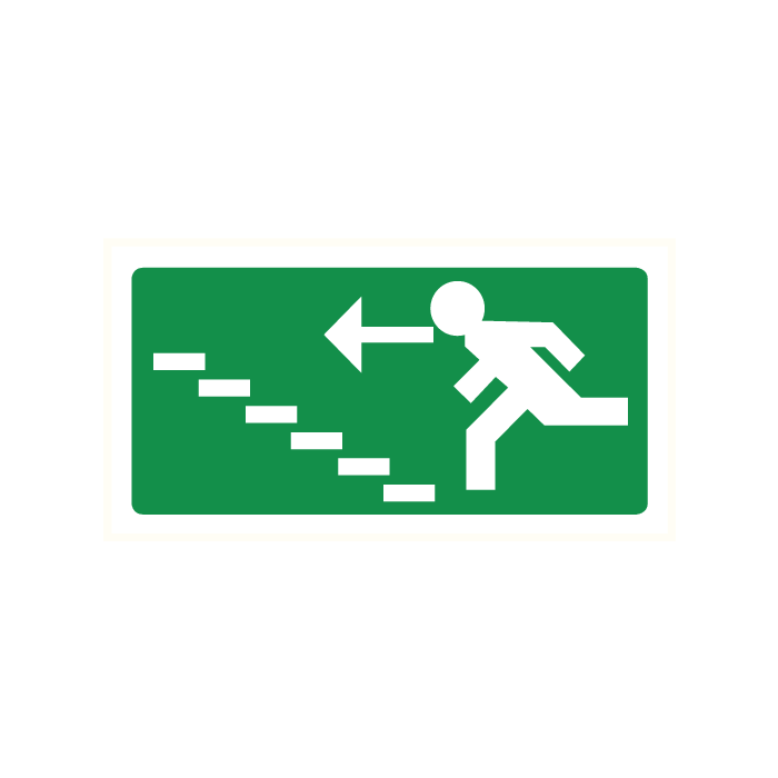 Pictogram Vluchtrichting links trap op