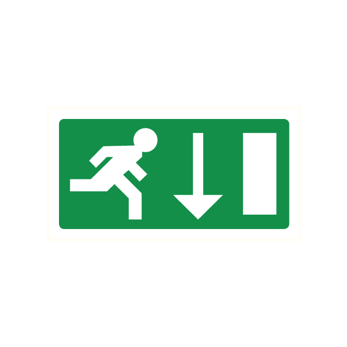 Pictogram Vluchtrichting rechtdoor (of naar beneden)