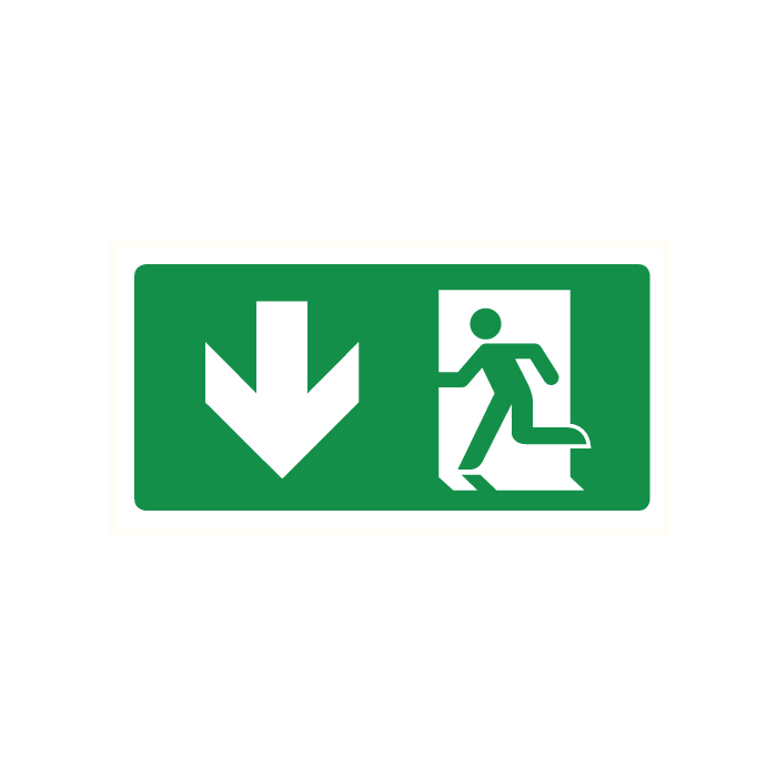 Pictogram Vluchtrichting rechtdoor (of naar beneden)