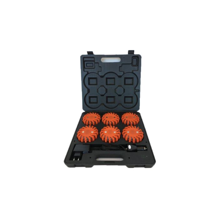 Rotor Light 6 stuks met oranje led licht en koffer