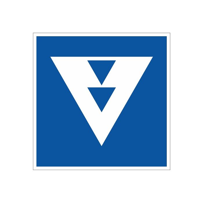 Scheepvaartbord E.5.10 / Toestemming ligplaats te nemen (ankeren en meren) uitsluitend voor andere schepen dan duwvaart die twee blauwe kegels of twee blauwe lichten moeten voeren, aan de zijde van de vaarweg waar het bord is geplaatst