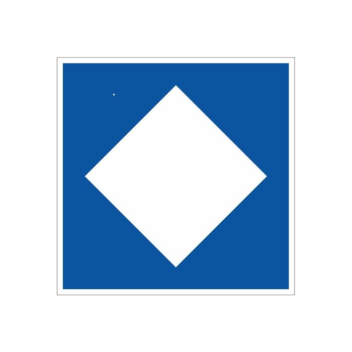 Scheepvaartbord E.5.12 / Toestemming ligplaats te nemen (ankeren en meren) uitsluitend voor schepen — zowel duwvaart als andere schepen dan duwvaart — die geen blauwe kegels of lichten behoeven te voeren, aan de zijde van de vaarweg waar het bord is gepla