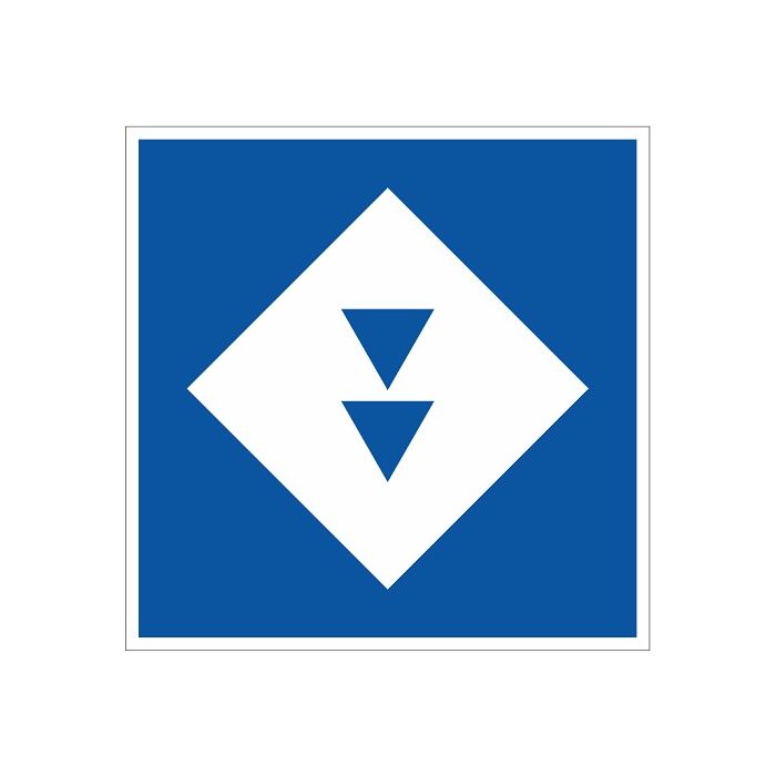 Scheepvaartbord E.5.14 / Toestemming ligplaats te nemen (ankeren en meren) uitsluitend voor schepen — zowel duwvaart als andere schepen dan duwvaart — die twee blauwe kegels of twee blauwe lichten moeten voeren, aan de zijde van de vaarweg waar het bord i