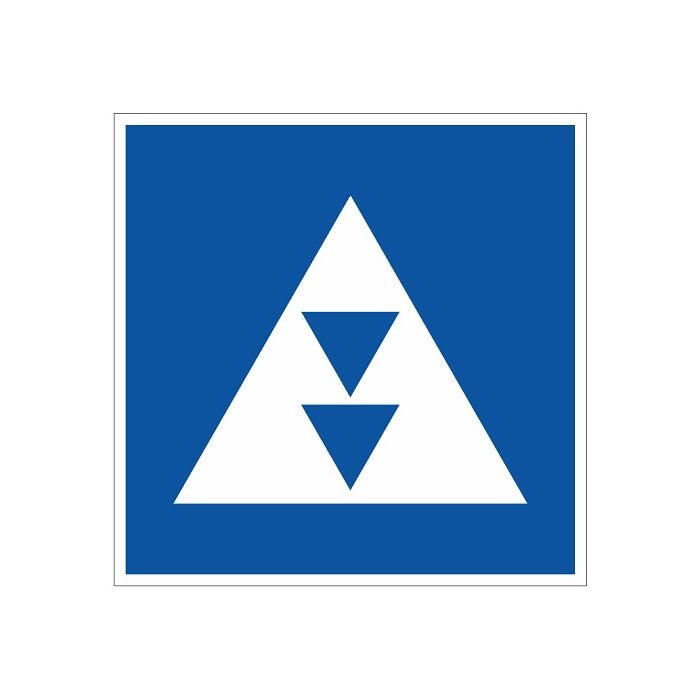 Scheepvaartbord E.5.6 / Toestemming ligplaats te nemen (ankeren en meren) uitsluitend voor duwvaart die twee blauwe kegels of twee blauwe lichten moet voeren, aan de zijde van de vaarweg waar het bord is geplaatst