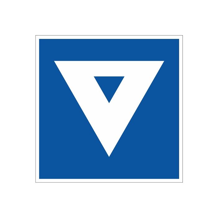 Scheepvaartbord E.5.9 / Toestemming ligplaats te nemen (ankeren en meren) uitsluitend voor andere schepen dan duwvaart die één blauwe kegel of één blauw licht moeten voeren, aan de zijde van de vaarweg waar het bord is geplaatst