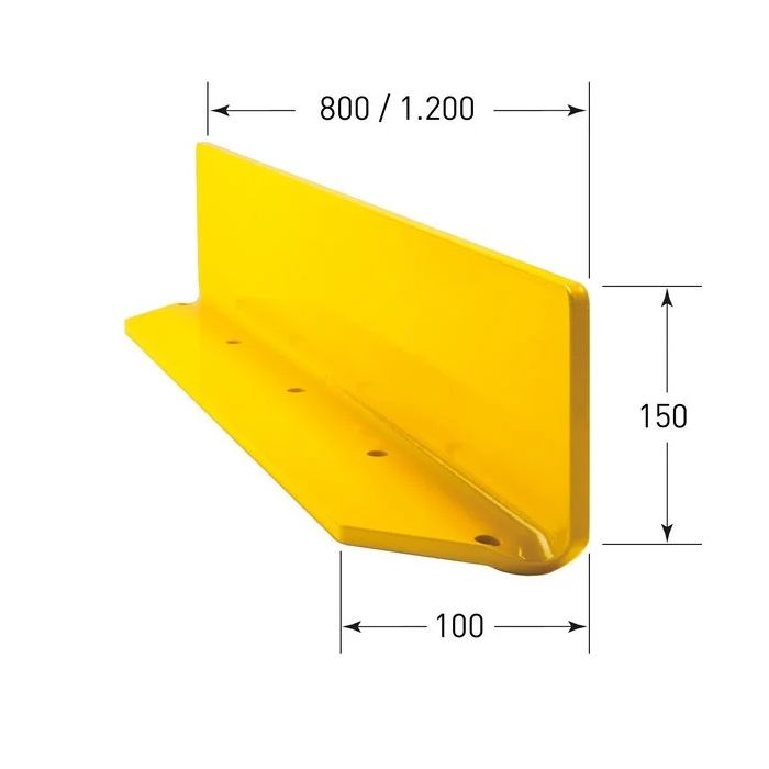 Stalen magazijn stootrand dikte 10 mm, lengte 120 cm, kleur geel