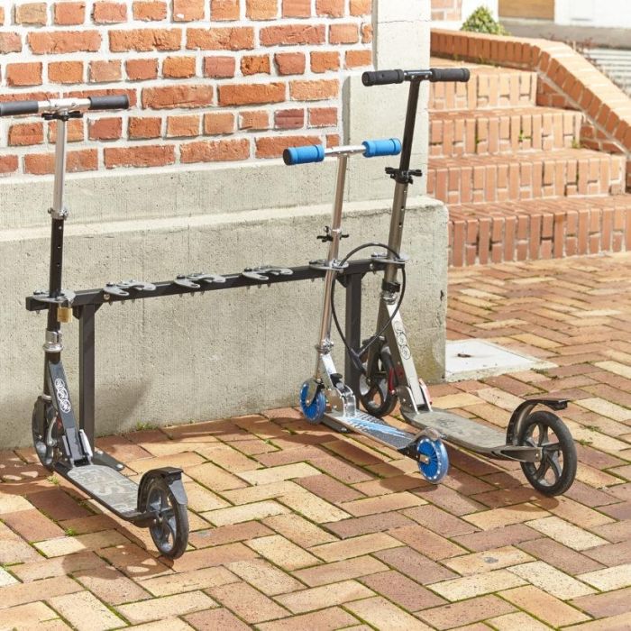 Stepstalling voor 6 steps, plaats voor 6 steps naast elkaar, steps staan op 1 niveau