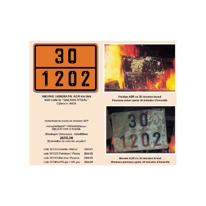 Transportbord ADR bord galvan staal