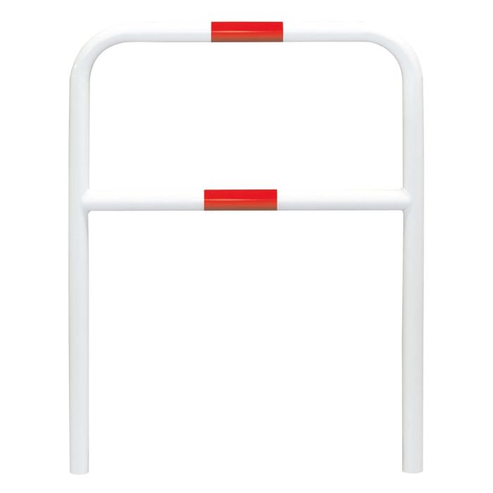 Veiligheidsbeugel Ø 60 mm, breedte 100 cm, verzinkt en gecoat, ingraven, wit/rood