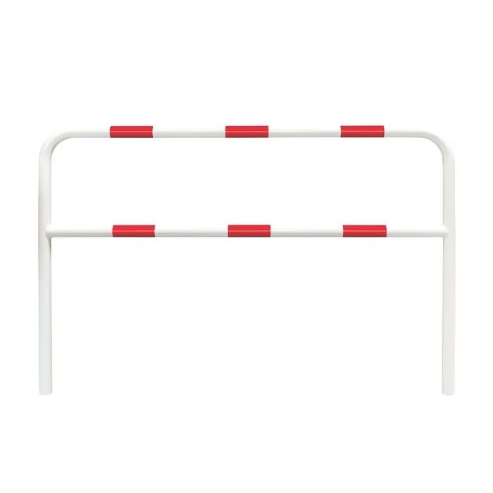 Veiligheidsbeugel Ø 60 mm, breedte 200 cm, verzinkt en gecoat, ingraven, wit/rood