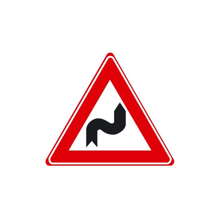 Verkeersbord J04 - Waarschuwing S-bocht eerst naar rechts