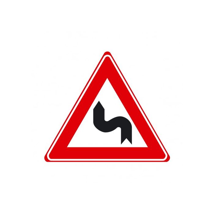 Verkeersbord J05 - Waarschuwing S-bocht eerst naar links