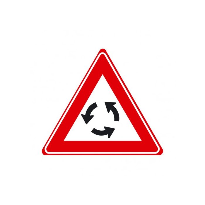 Verkeersbord J09 - Waarschuwing pas je snelheid aan, je nadert een rotonde