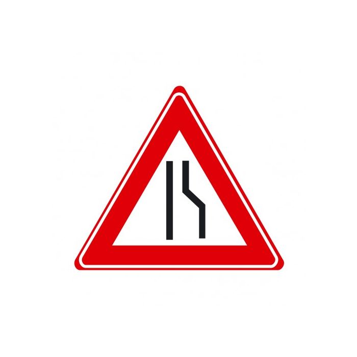 Verkeersbord J18 - Waarschuwing rijbaanversmalling rechts
