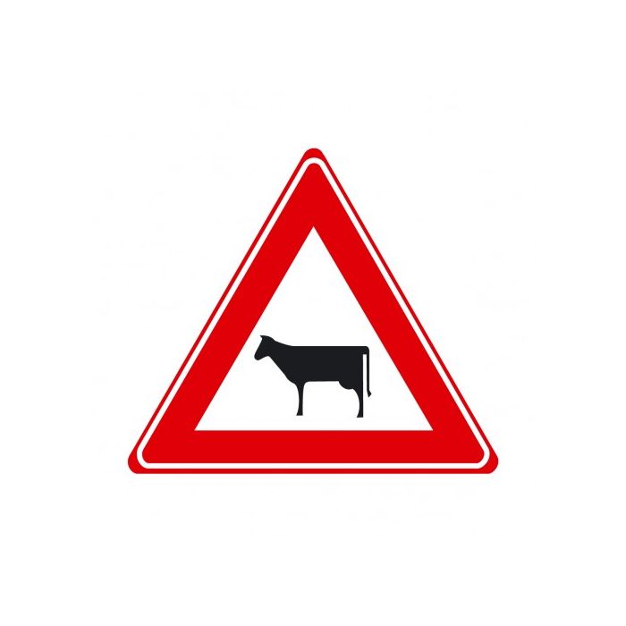 Verkeersbord J28 - Waarschuwing oversteken vee