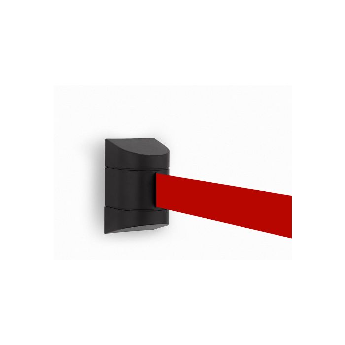Wandcassette zwart met uittrekbaar lint 4,60 meter, kleur lint rood