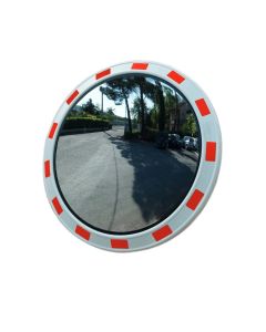 Acryl verkeersspiegel, rand rood/wit geblokt, diameter Ø 50 cm
