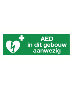 Pictogram AED in dit gebouw aanwezig