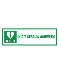 Pictogram Hartdefibrillator AED in dit gebouw aanwezig