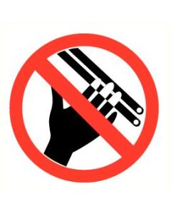 Pictogram Verboden met handen in vergaarbak