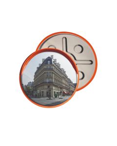 RVS verkeersspiegel met oranje behuizing, diameter Ø 49 cm