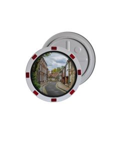 RVS verkeersspiegel met rood/witte rand, diameter Ø 60 cm
