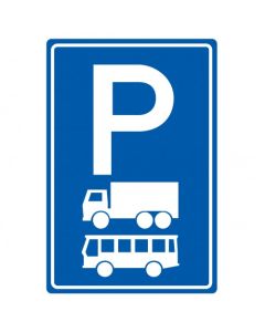 Verkeersbord E08a, parkeergelegenheid alleen bestemd voor vrachtwagens en autobussen