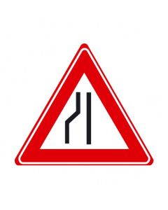 Verkeersbord J19 - Waarschuwing rijbaanversmalling links