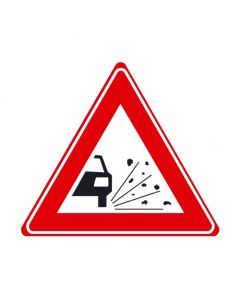 Verkeersbord J25 - Waarschuwing losliggende stenen