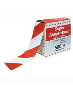 Afzetlint superstrong 500 meter x 8 cm, rood/wit
