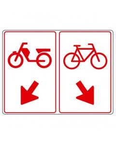 Verkeersbord D105, Gebod voor bromfietser en fietser het bord te passeren aan de zijde die de pijl aangeeft