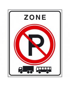 Verkeersbord E201zb, Verboden te parkeren voor vrachtwagens en autobussen, begin zone