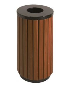 Ronde afvalbak ø 40 cm bestaande uit een stalen frame met hout look