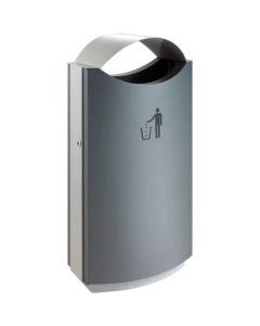 Buitenafvalbak met afdak, kleur grijs, inhoud 68 liter