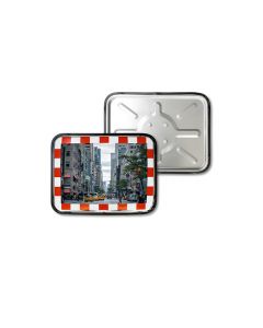 RVS verkeersspiegel met rood/witte rand, 45 x 60 cm