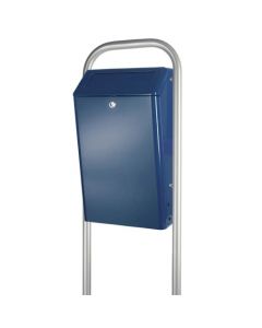 Buitenafvalbak gepoedercoated aluminium met pushklep, inhoud 50 liter, kleur blauw