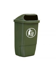 Kunststof buitenafvalbak H74 inhoud 50 liter, kleur groen