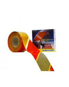 Afzetlint reflecterend 250 meter x 7,5 cm, rood/geel