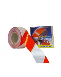 Afzetlint reflecterend 250 meter x 7,5 cm, rood/wit