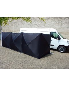 Ongevallenscherm, kleur zwart, afmeting uitgeklapt 7,20 x 1,80 meter