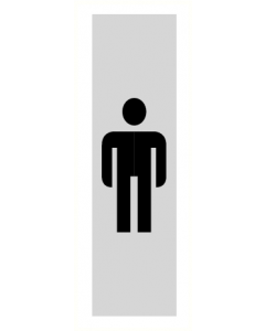 Deurbordje "Herentoilet" (verticaal), 45 x 165 mm, alu-look